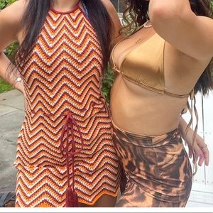 Ronny kobo knit halter mini dress